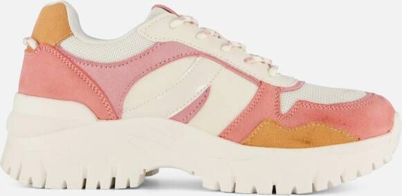 Supercracks dames dad sneakers wit roze Uitneembare zool