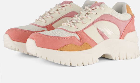 Supercracks dames dad sneakers wit roze Uitneembare zool