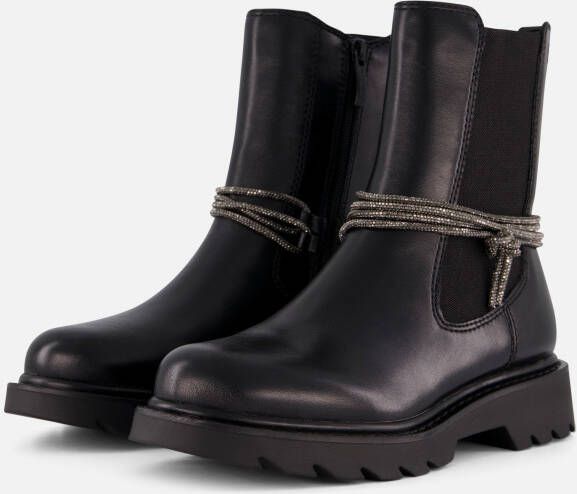 Tamaris Chelsea-boots blokhak enkellaars versierd met fonkelende banden