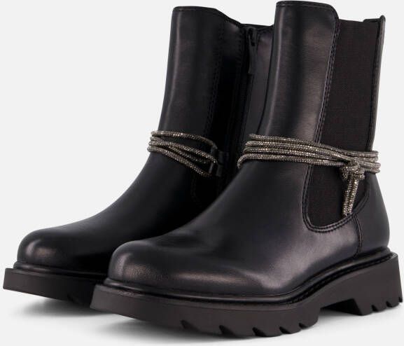 Tamaris Chelsea-boots blokhak enkellaars versierd met fonkelende banden