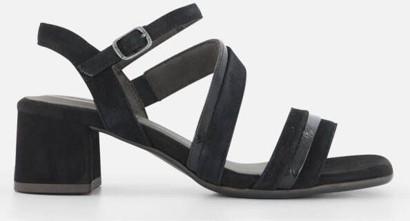 Tamaris Zwarte leren sandalette met 5 cm hak Black Dames