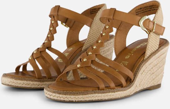 Tamaris Bruine Gevlochten Sleehak Sandalen Brown Dames