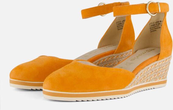 Tamaris Oranje Suède Espadrille Sleehak Sandaal Orange Dames