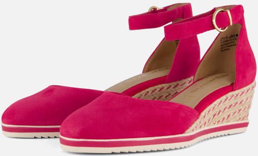 Tamaris Roze Suède Sleehak Espadrille Sandaal Pink Dames