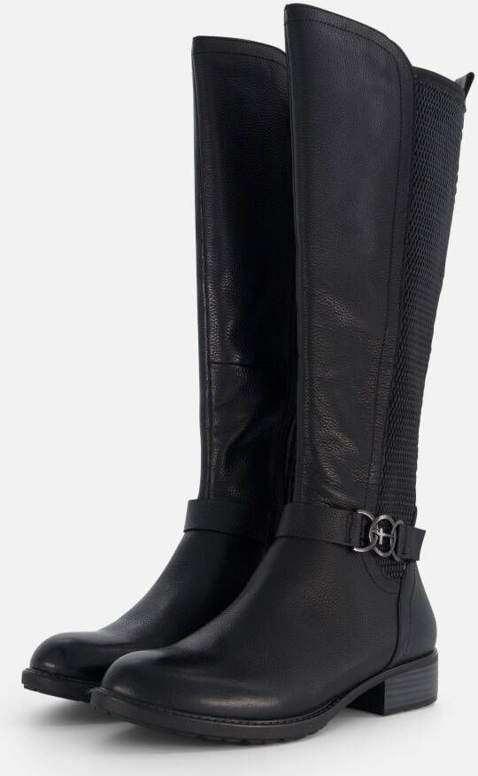 Tamaris Elegante Zwarte Leren Kniehoge Laars voor Dames Zwart Dames