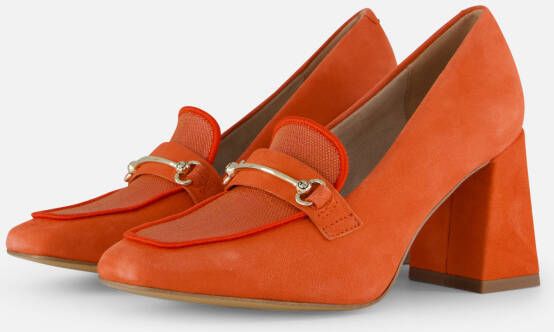 Tamaris Trendy Oranje Suède Pump met Zilveren Detail Orange Dames