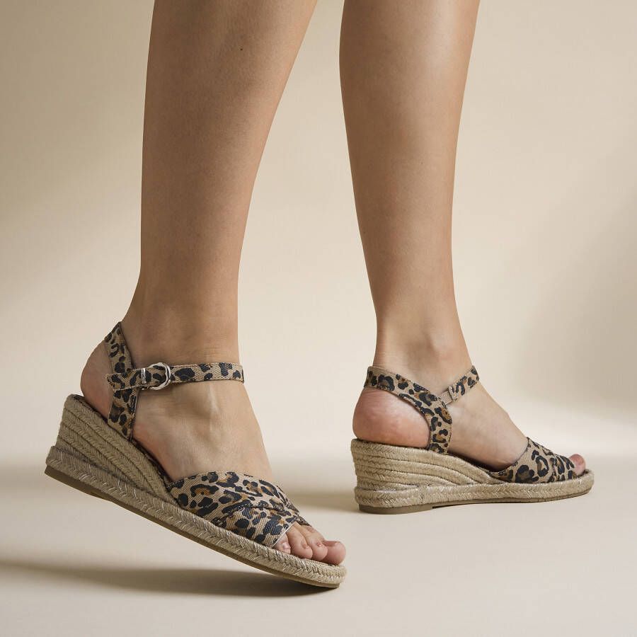 tamaris Leopard Espadrilles met hak bruin Textiel