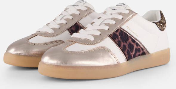 Tamaris Plateausneakers vrijetijdsschoen lage schoen veterschoen met glitter op de hiel