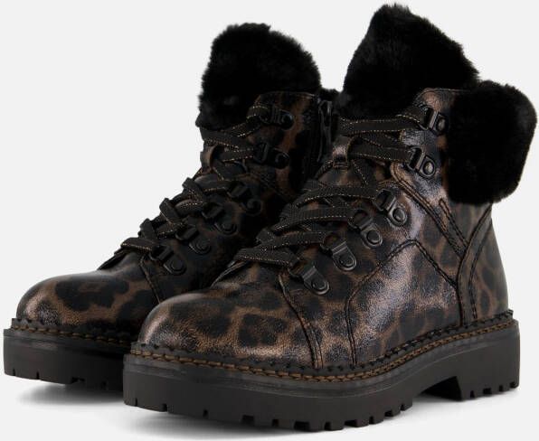 Tamaris Leopard Veterboots zwart Textiel