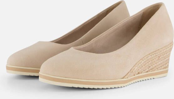 Tamaris Pumps met sleehak beige Leer Dames