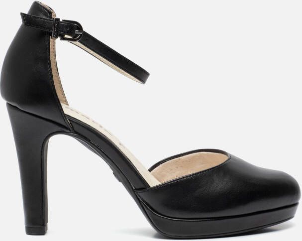 Tamaris Elegante zwarte leren pump met 7 cm hak Black Dames