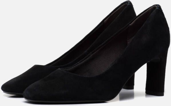 Tamaris Zwarte Suède Pump met Zilveren Ketting Black