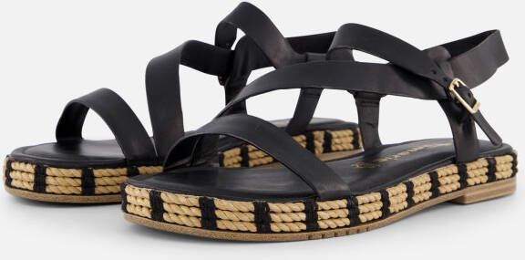 tamaris Rafia Sandalen zwart Leer