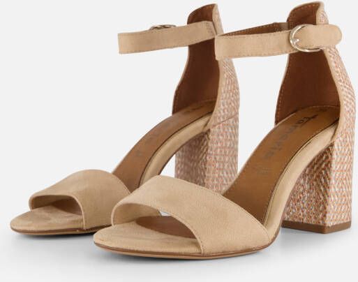 Tamaris Sandalen met hak beige Textiel Dames