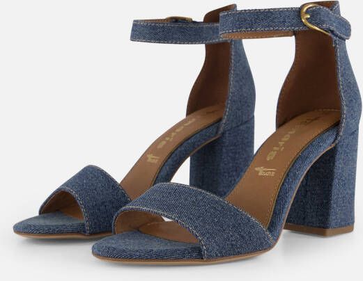 tamaris Denim Sandalen met hak blauw Textiel
