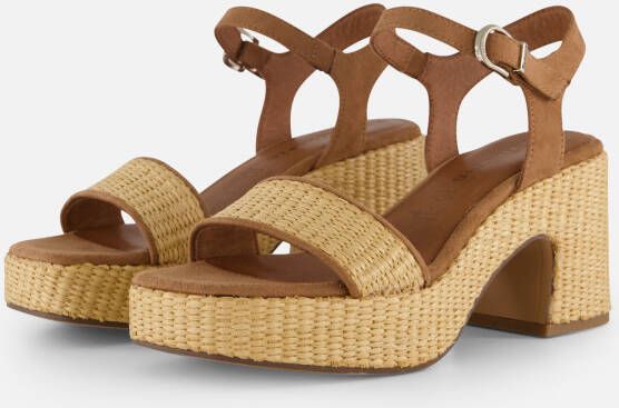 tamaris Sandalen met hak cognac Textiel