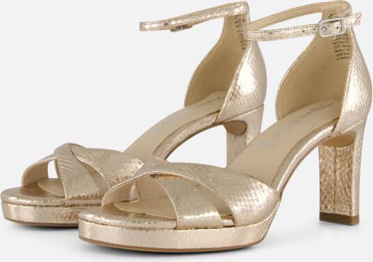 Tamaris Metallic Gouden Vegan Sandalette met 7 5 cm Hak Yellow Dames