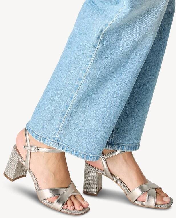 tamaris Sandalen met hak goud Textiel