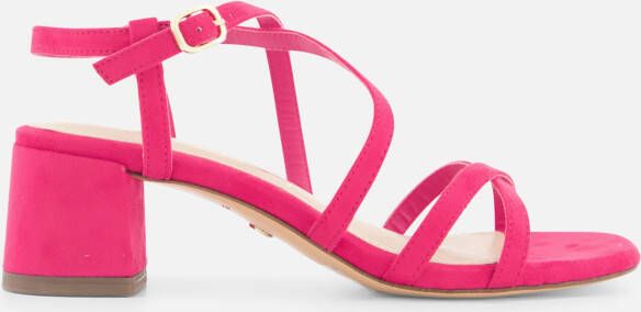 tamaris Sandalen met hak roze Textiel