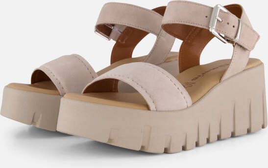 Tamaris Sandalen van leer met geprofileerde plateauzool