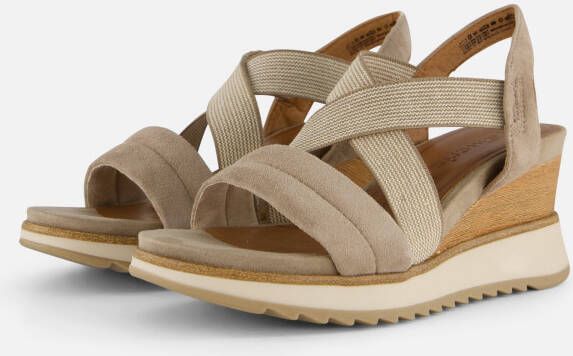 tamaris Sandalen met sleehak taupe Leer