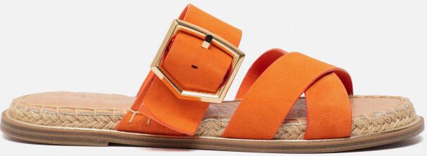 Tamaris Oranje Suède Gesp Slippers Orange Dames