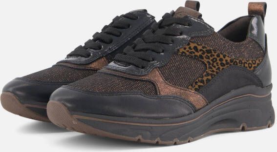 Tamaris Zwarte Glitter Dierenprint Sneaker Black Dames