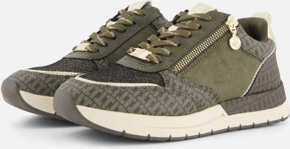 Tamaris Trendy olijfgroene sneakers met glitter Green Dames