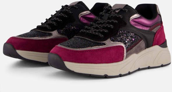 Tamaris Sneakers met sleehak veterschoenen lage schoen vrijetijdsschoen kleurrijke contrastafwerkingen