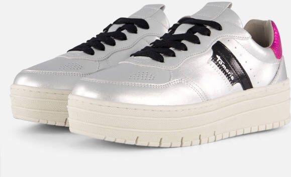 Tamaris Plateausneakers vrijetijdsschoen lage schoen veterschoen met decoratieve stiksels en perforatie