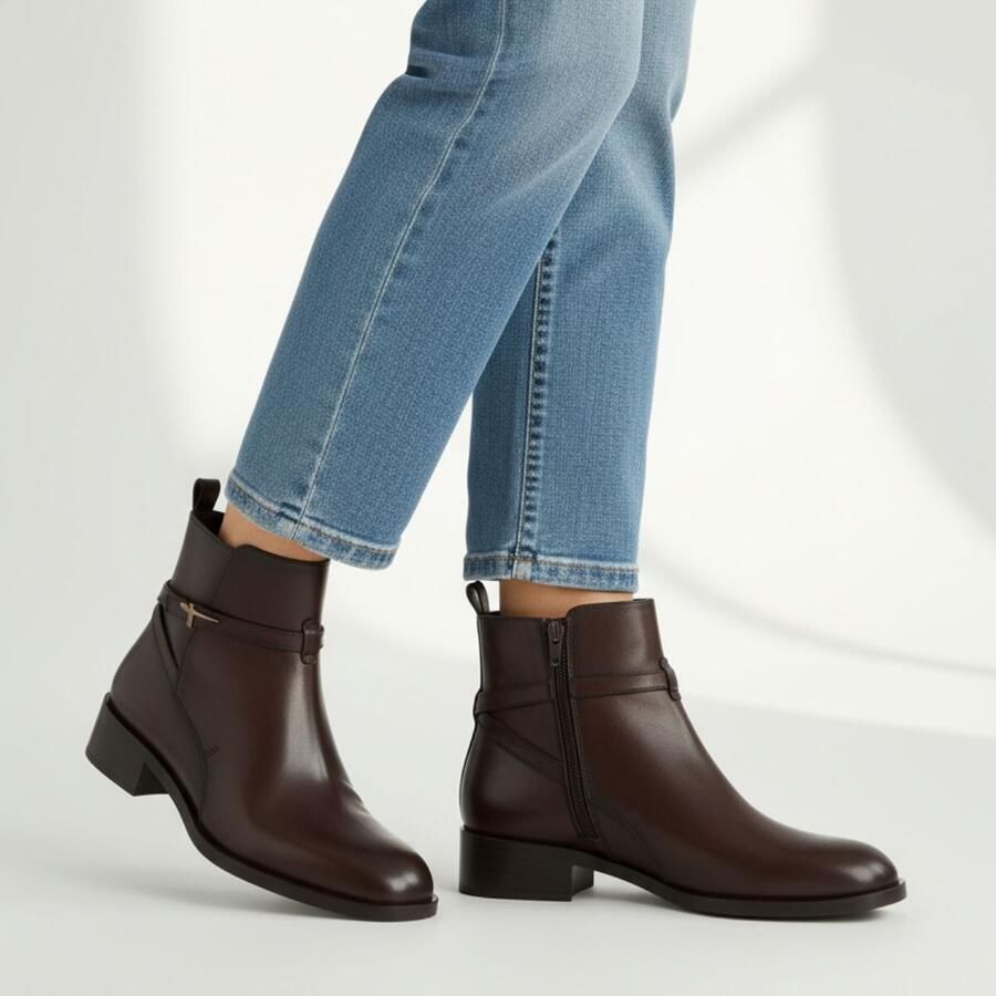 Tamaris Laarsjes blokhak business schoen ankleboots met t-logo decoratie - Foto 2