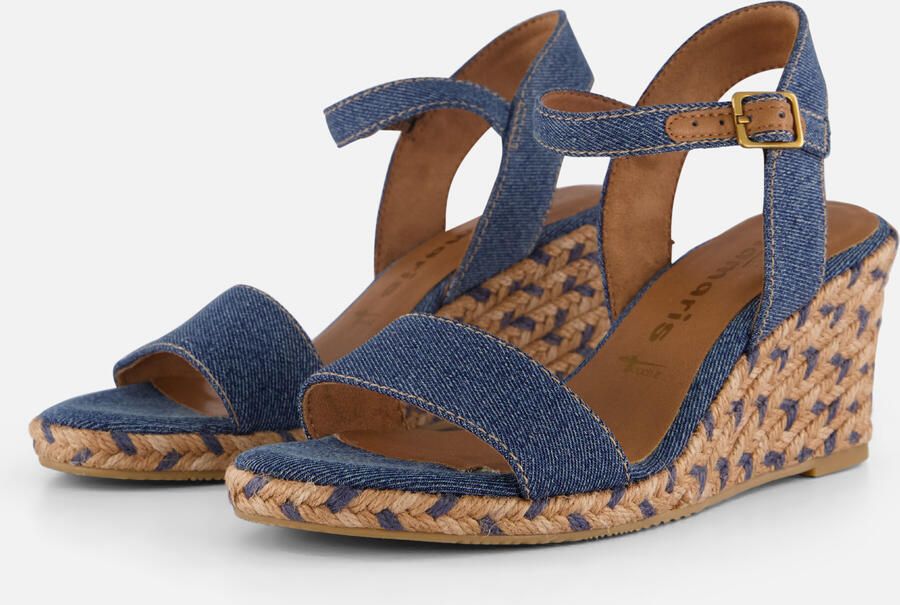 Tamaris Espadrilles met hak blauw Textiel Dames