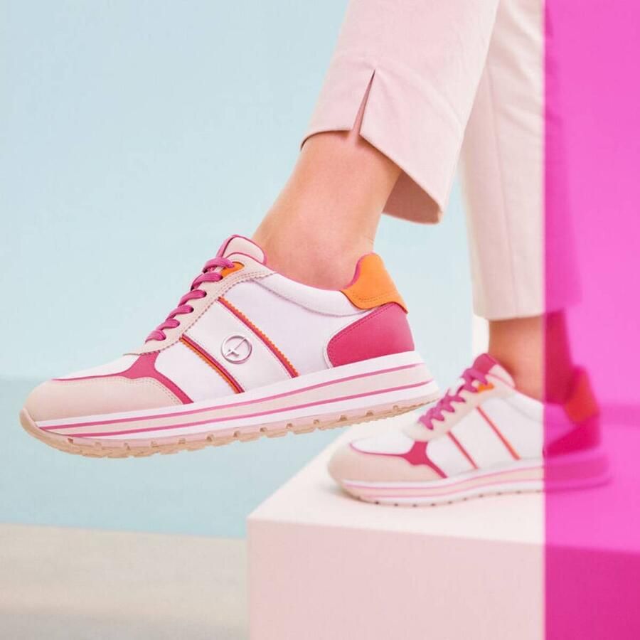 Tamaris Plateausneakers plateau vrijetijdsschoen halfschoen veterschoen in materiaalmix