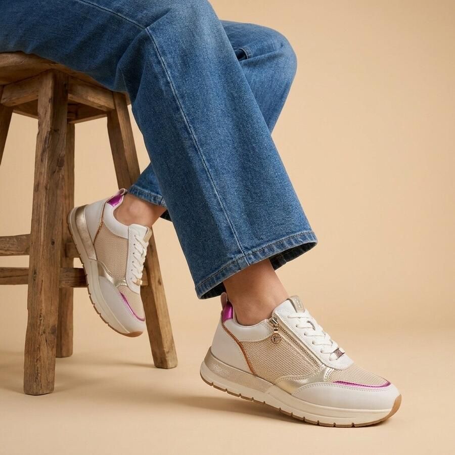 Tamaris Sneakers met sleehak Almina vrijetijdsschoen halfschoen in smalle vorm vegan verwerking