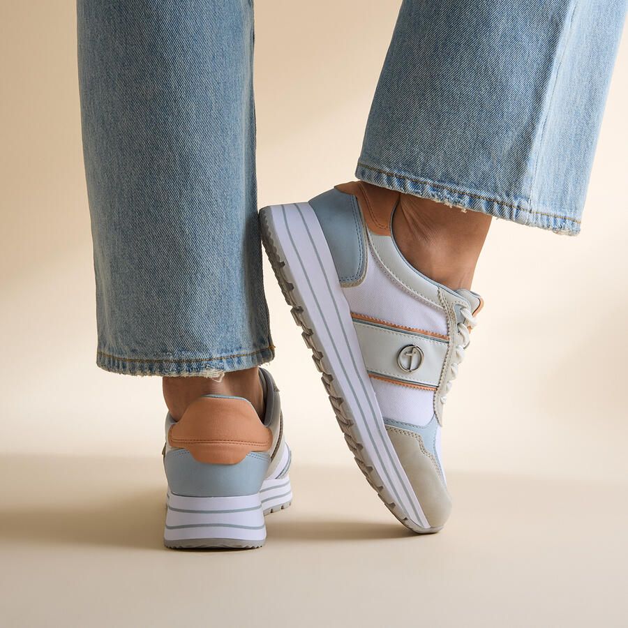 Tamaris Plateausneakers vrijetijdsschoen lage schoen veterschoen met gekleurde accenten