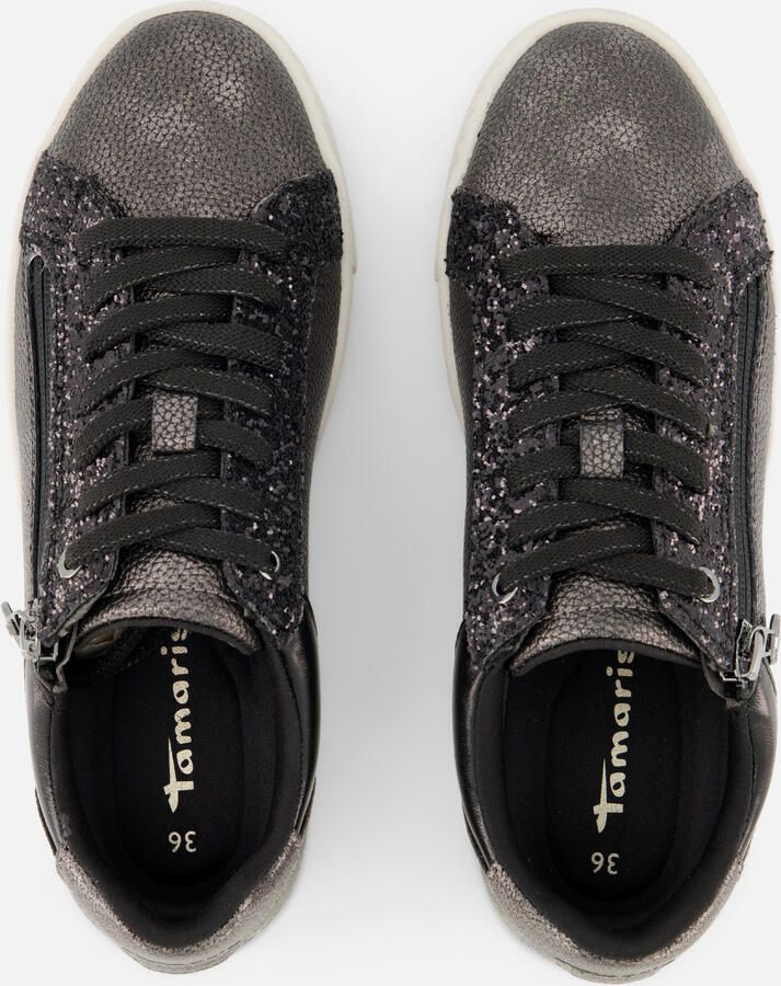 Tamaris Plateausneakers vrijetijdsschoen halfschoen veterschoen met inzetten en glinsterdetails - Foto 2