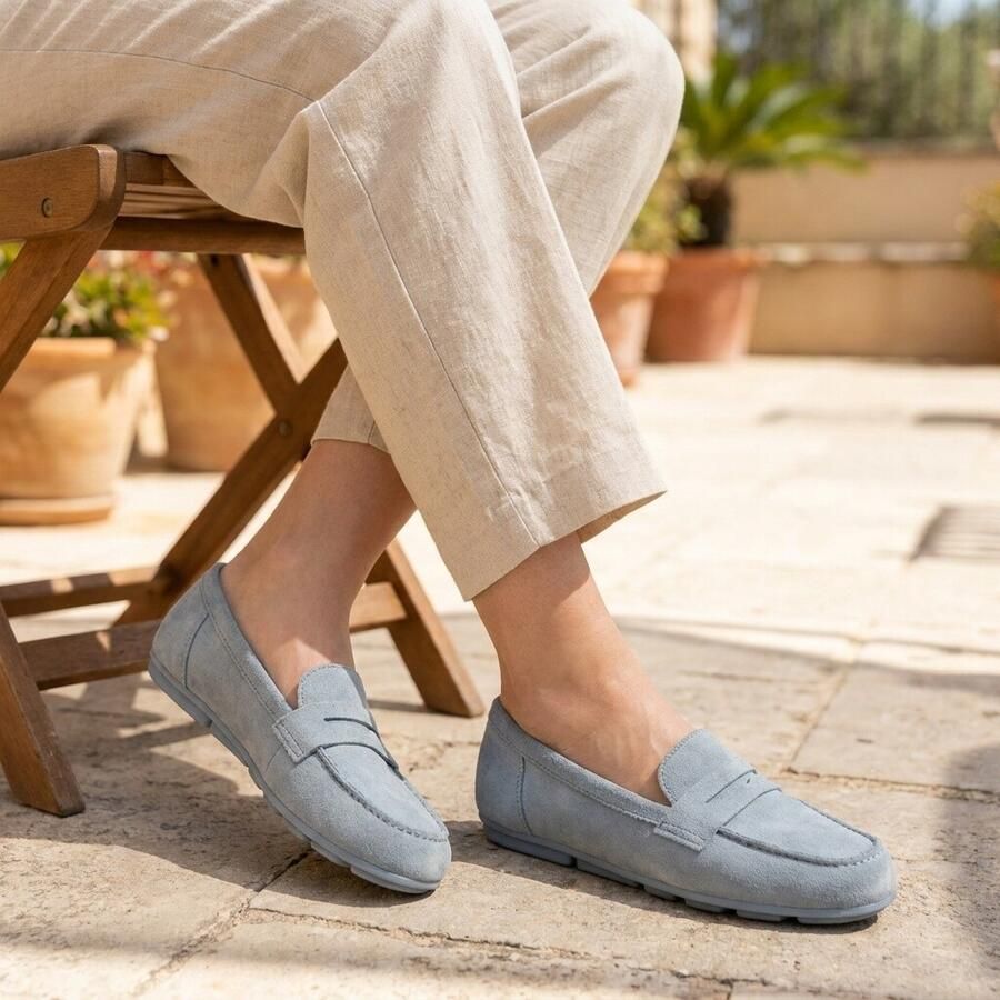 Tamaris leren instapschoenen 1-24203-46-812 Dames Schoenen Lage schoenen Lichtblauw - Foto 3