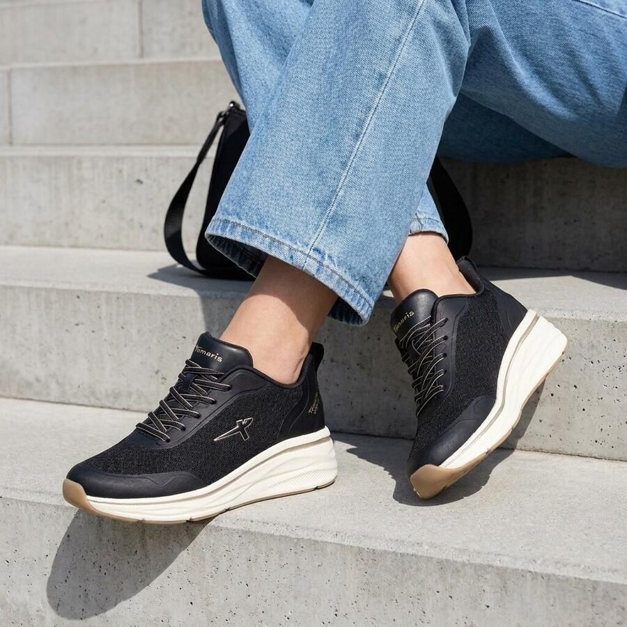 Tamaris Light Weight Sneaker zwart Textiel - Foto 2