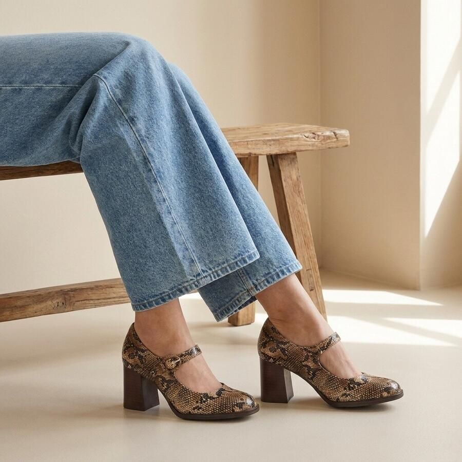 Tamaris Mary Jane Pumps bruin Synthetisch