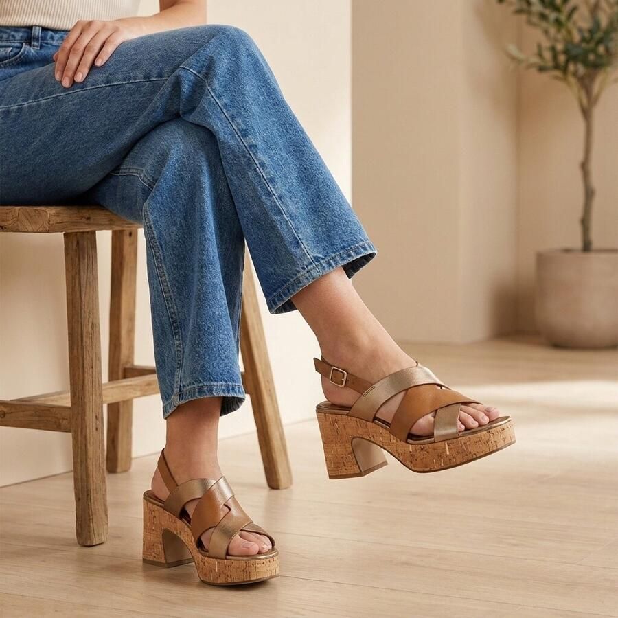 Tamaris Sandalen met hak cognac Synthetisch Dames - Foto 3