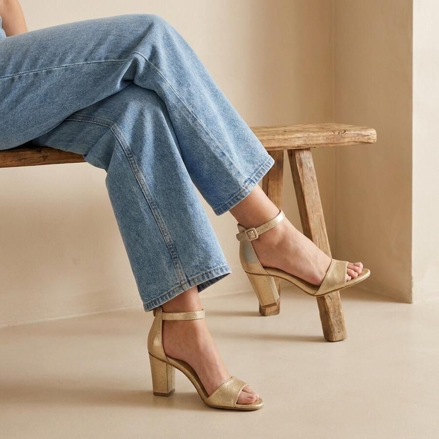 Tamaris Metallic Gouden Sandalette Feest Hakken Yellow Dames