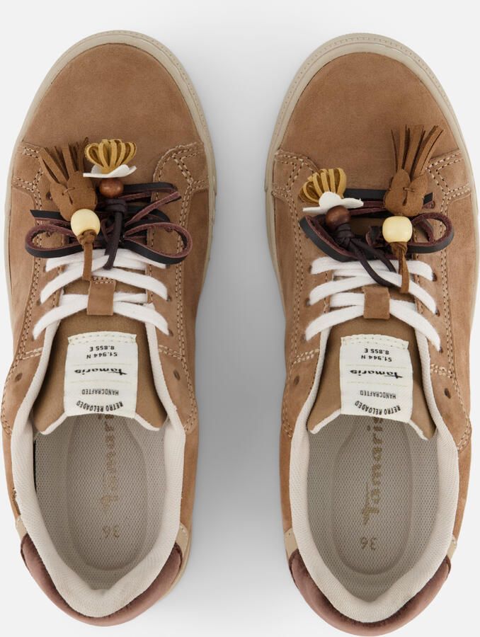 Tamaris dames leren sneaker 1-23708-47-310 lage veterschoen voor dames bruin - Foto 2