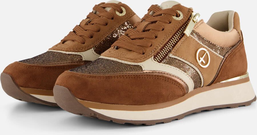 Tamaris Sneakers met sleehak vrijetijdsschoen lage schoen veterschoen met contrastafwerkingen