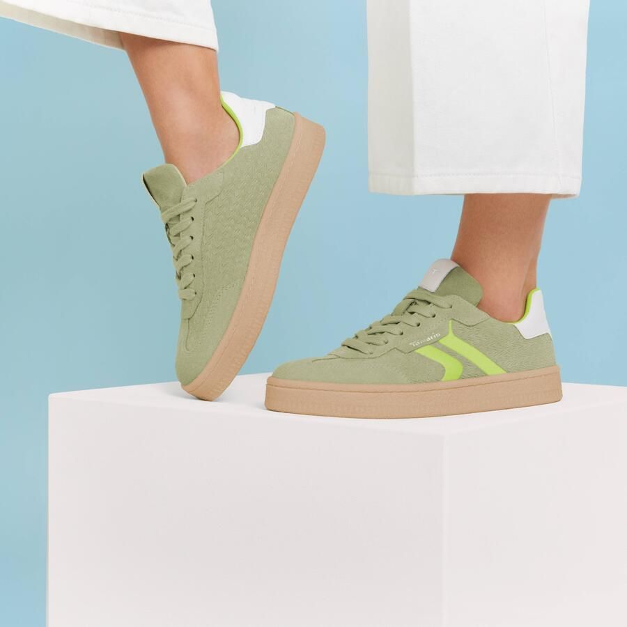 Tamaris Sneakers groen Leer Dames