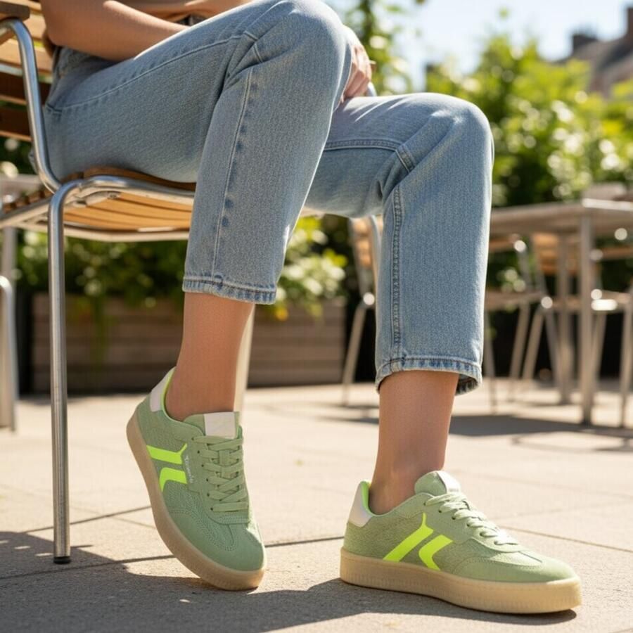 Tamaris Sneakers groen Leer Dames