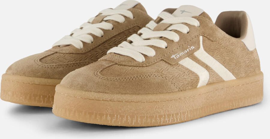 Tamaris Lage sneakers van een mix van runderleer en textiel