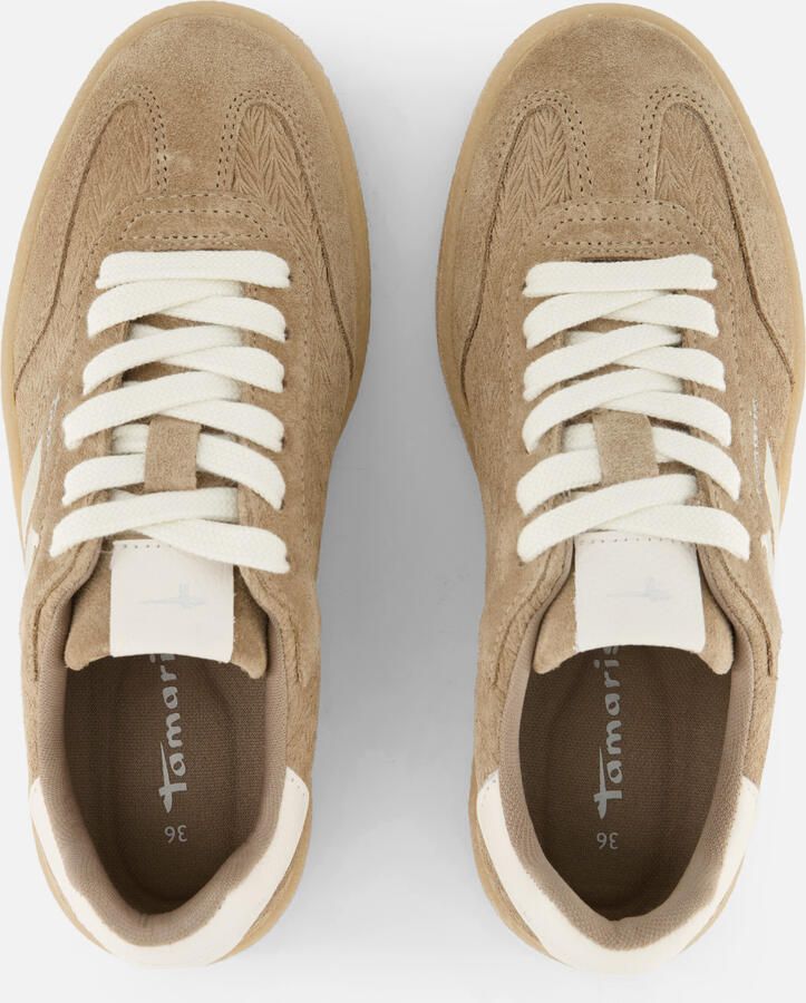 Tamaris Lage sneakers van een mix van runderleer en textiel - Foto 2
