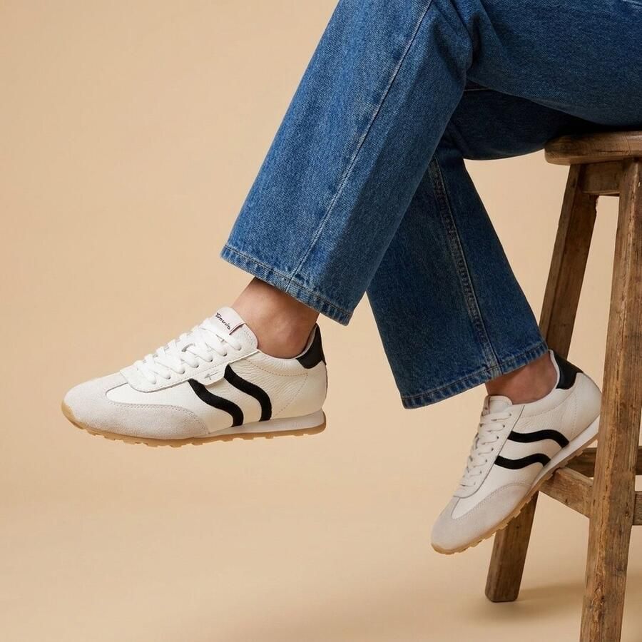 Tamaris dames sneaker 1-23614-46 125 dames lage schoenen leer wit zwart
