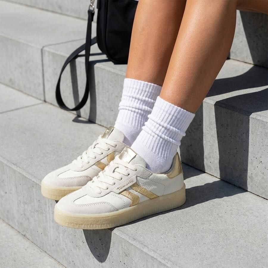 Tamaris Sneakers laag goud wit offwhite - Foto 2
