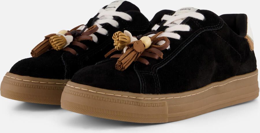 Tamaris dames leren sneaker 1-23708-47-001 lage veterschoen voor dames zwart